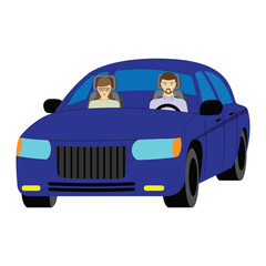 Driver and passenger sitting in a car.