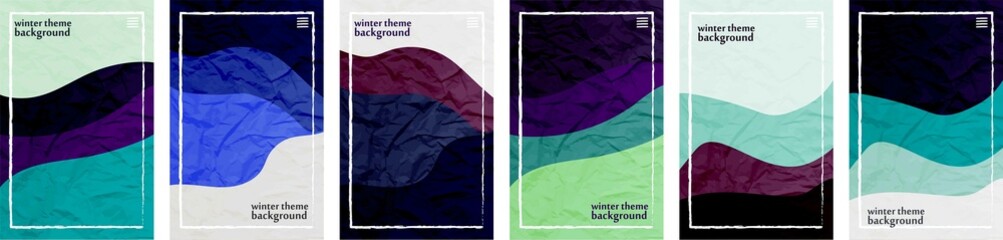 Winter theme crushed paper background template Set of 6 color themes	
