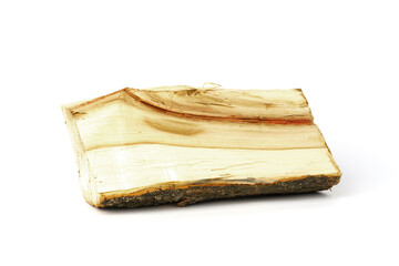 chopped wood log isolated on white background.