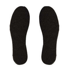 black felt insoles isolated on white background.