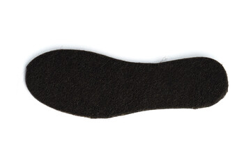one black felt insole isolated on white