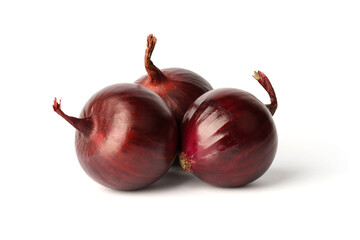 fresh red onion isolated on white background.