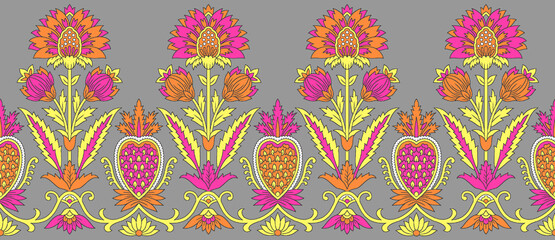 traditional Thai art , seamless traditional Indian paisley pattern