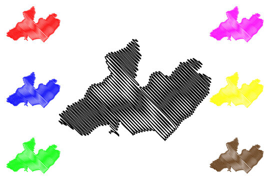 Dimapur district (Nagaland State, Republic of India) map vector illustration, scribble sketch Dimapur map