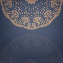 Greeting Brochure in blue with abstract brown ornament for your brand.