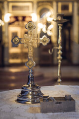 Interior of a orthodox church on a wedding day. 