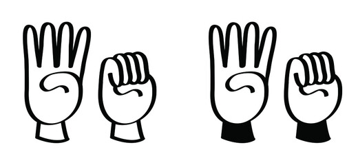 The violence at home signal for help. Vector gesture hand in case of domestic violence, insecurity. Stop symbol and sign. 