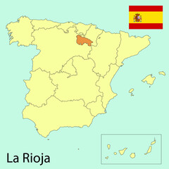 spain map with provinces, la rioja, vector illustration 