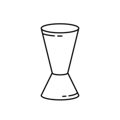 Bar jigger linear icon. Outline simple vector of measuring cup for making cocktail. Contour isolated pictogram on white background