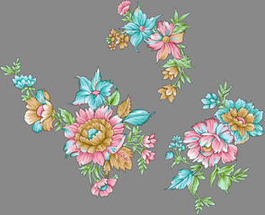 abstract flower bunch on grey  background