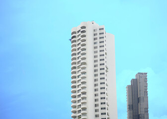 Fototapeta na wymiar two Modern high-rise buildings towers  against a beautiful sky background
