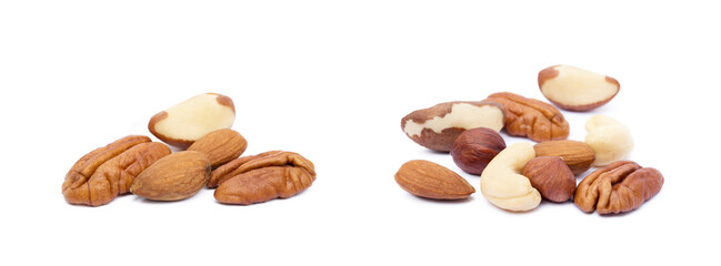 Mixed nuts isolated on white background