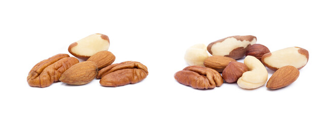 Mixed nuts isolated on white background