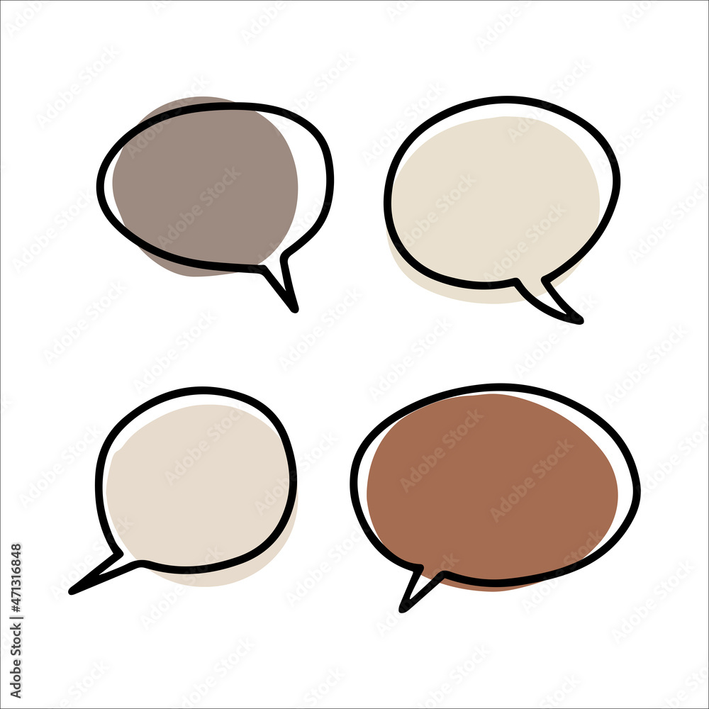 Aufkleber hand drawn doodle style blank linear speech bubble set with colored background. vector infographic e