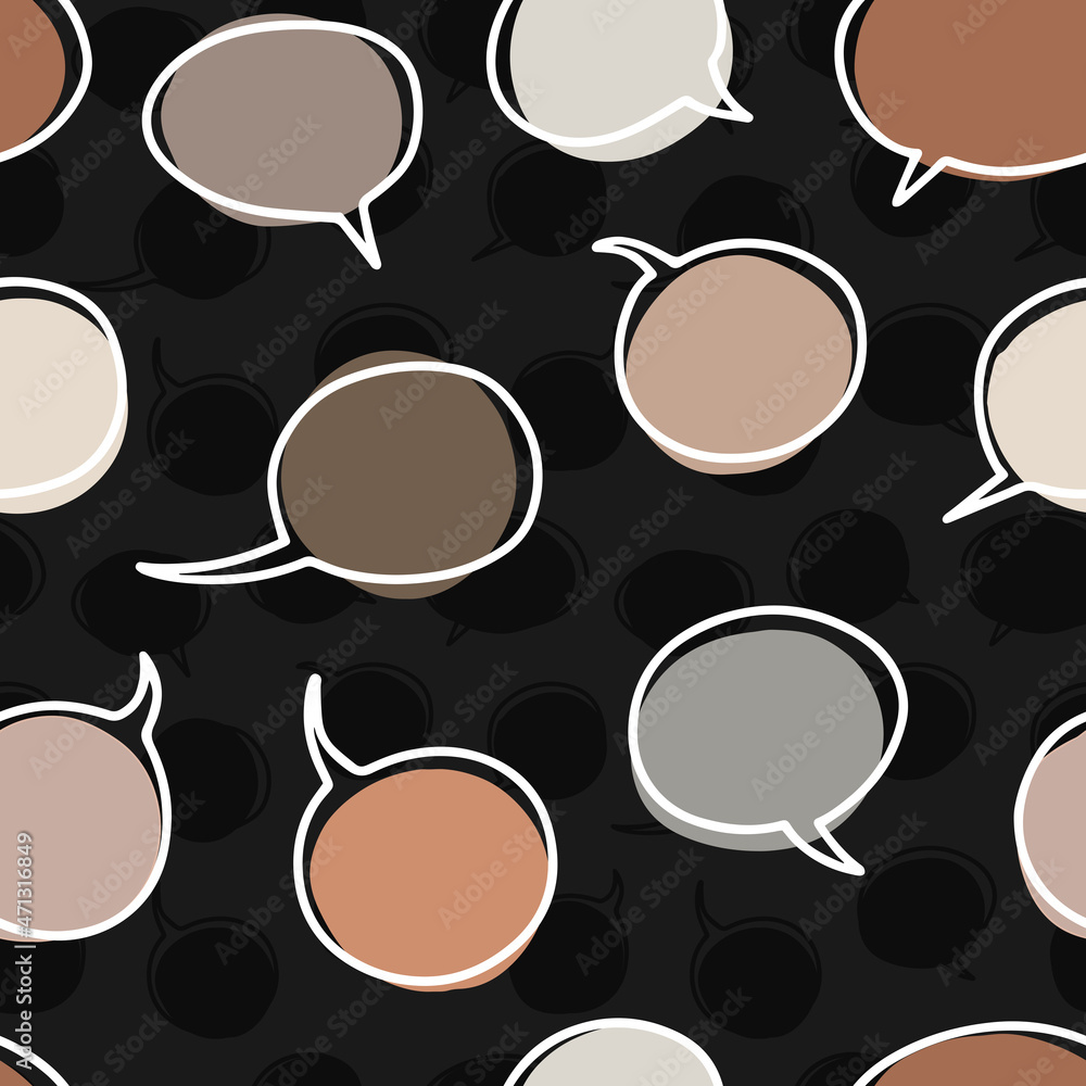 Aufkleber hand drawn doodle style blank linear speech bubble set with colored background. vector seamless patt