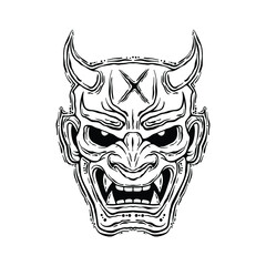Devil mask with hand drawing style free vector Premium Vector
