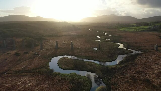 Aerial view of the Owencarrow Railway Viaduct by Creeslough in County Donegal - Ireland