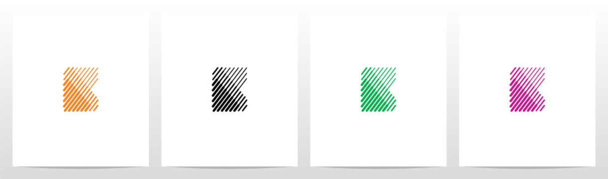 Bold And Thin Diagonal Outlines Letter Logo Design B