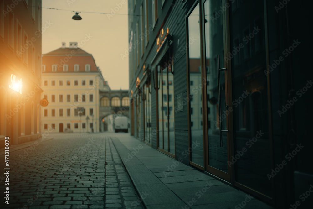 Wall mural Streets of dresden at night. View of the historic streets of Dresden at night