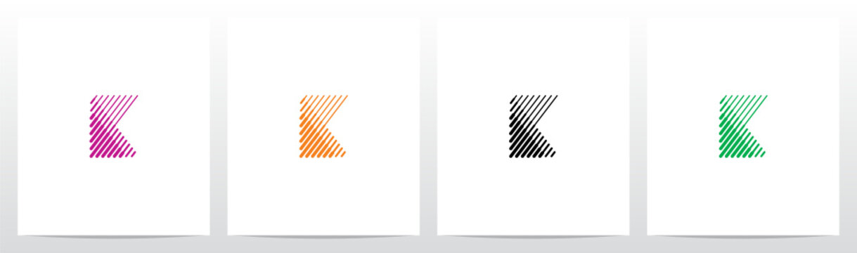 Bold And Thin Diagonal Outlines Letter Logo Design K