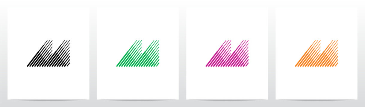 Bold And Thin Diagonal Outlines Letter Logo Design M