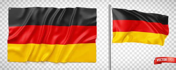 Vector realistic illustration of German flags on a transparent background. - 471318678