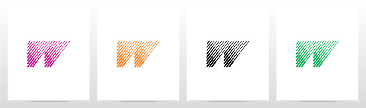 Bold And Thin Diagonal Outlines Letter Logo Design W