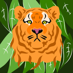 Chinese New Year 2022 modern art design Set for greeting card, poster, website banner with beautiful stately, noble tiger. Hieroglyphics mean wishes of a Happy New Year and symbol of the Year of Tiger