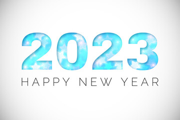 White new year banner with holographic 2023