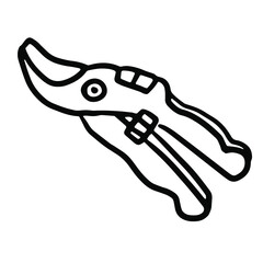 Garden pruner in doodle style. Iso;ated vector.