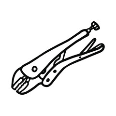 Clamp in doodle style. Isolated vector.