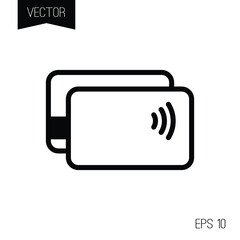 Proximity NFC credit card payments vector icon or sign. Black on white background. 
