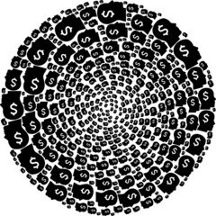 Banker head icon cyclone round collage. Banker head items are composed into circle whirlpool vector illustration. Abstraction round globula collage is done from regular banker head items.