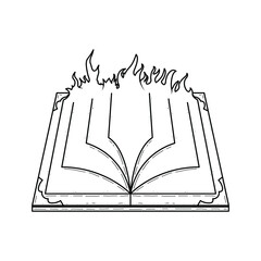 Abstract Black Simple Line Book With Fire Doodle Outline Element Vector Design Style Sketch Isolated On White Background Illustration For Reading, Education, Relax