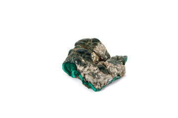 Macro mineral stone Malachite against white background