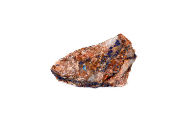 Macro mineral stone Malachite and Azurite against white background