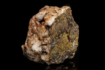 Macro of a mineral stone Boulangerite on a black background