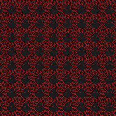 Seamless red and black grunge pattern. Hand-drawn ornament. Design of template, background, wallpaper, fabric, textiles, packaging.