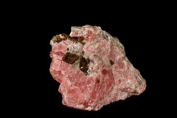 Macro stone cobalt calcite mineral on a black background