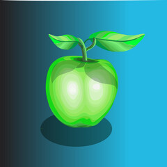 Green Apple Whith Two Leaves
