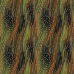 Seamless abstract hand-drawn pattern. Brown-yellow blurred background, waves, streaks, texture of stone, marble. Design of template, wallpaper, packaging, fabric, textiles.