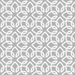 Pattern with vintage abstract floral elements. Intersecting curved and straight bold lines forming abstract floral ornament in Arabic style. Arabesque design. Decorative lattice.