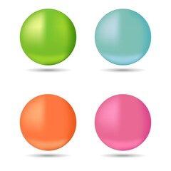 Set of multicolored spheres with shadows on white background