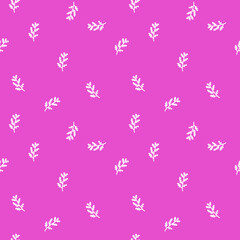 Vector seamless pattern with white flowers on Pacific Pink.Simple,floral,minimalist,festive print  doodle style.Designs for prints,stickers,social media,printing,invitations,textiles,wrapping paper.