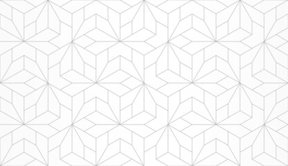 Pattern with crossing thin lines, rhombs and polygons. Stylish abstract geometric diamond texture in light color. Seamless linear pattern for textile, fabric, wrapping. Background for design.