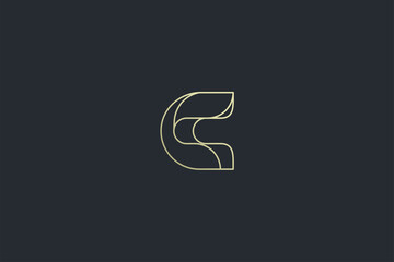 Elegant Geometrical Letter C Luxury Vector Logo Template on Dark Background