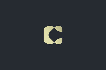 Elegant Geometrical Letter C Luxury Vector Logo Template on Dark Background