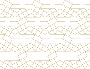 Pattern with thin straight golden lines and geometric shapes on white background. Abstract linear stylish white texture. Stylish Monochrome modern background. Linear graphic illustration.