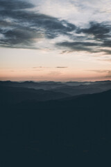 fog in the mountains sky nature cloud forest tree panorama sunset