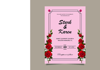 Wedding invitation and menu template with beautiful leaves Vector